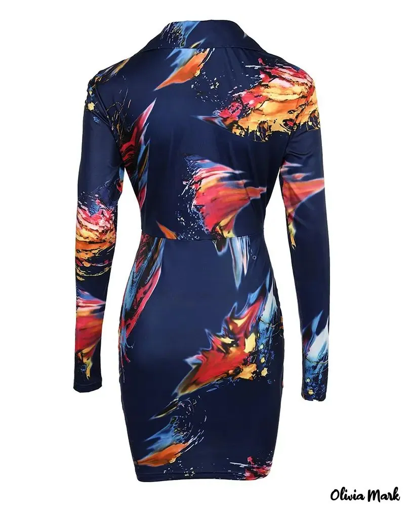 Olivia Mark Ink Splatter Drawstring Evening Dress Olivia Mark