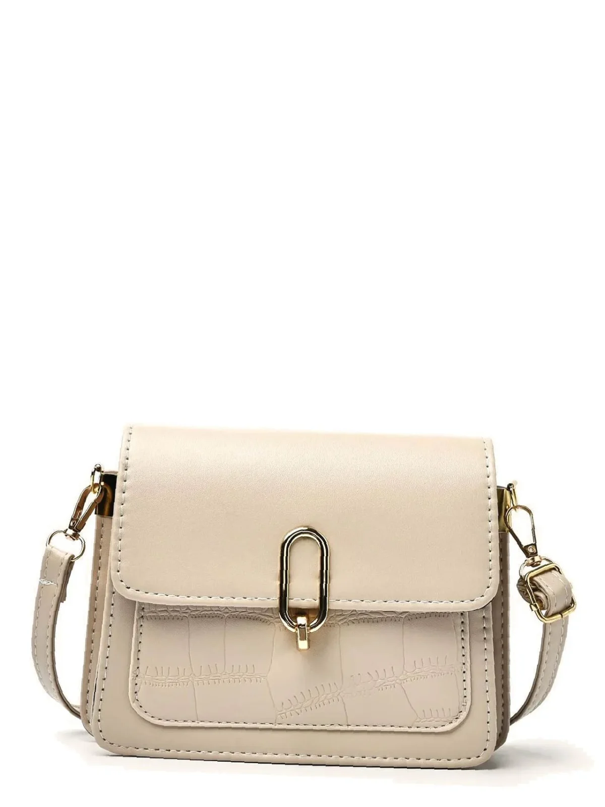 Olivia Mark Metal Lock Croc Embossed Crossbody Bag Women Crossbody