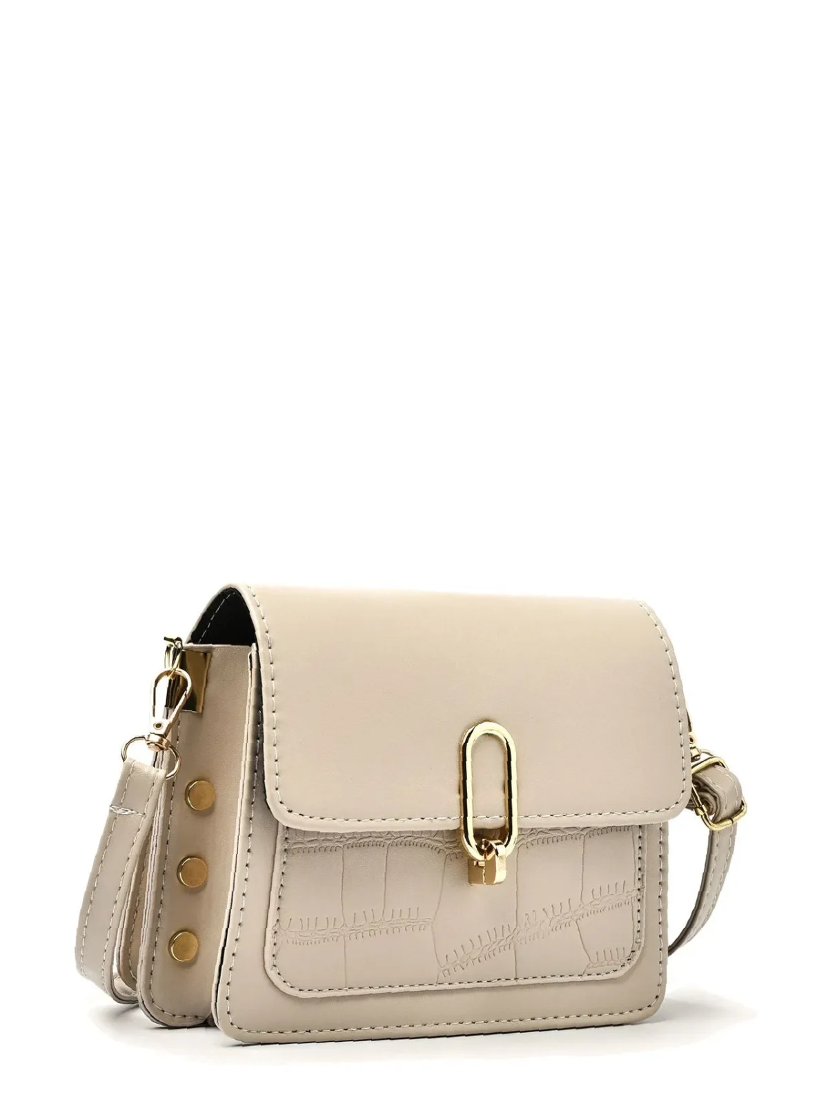 Olivia Mark Metal Lock Croc Embossed Crossbody Bag Women Crossbody